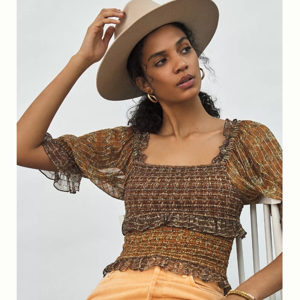 Anthropologoe shimmer blouse